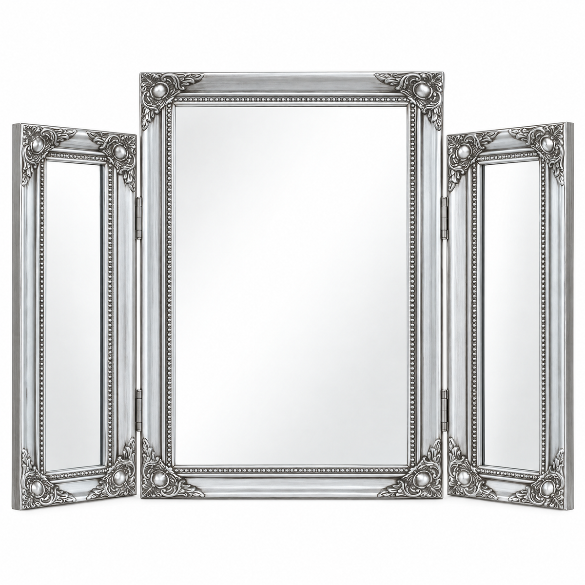 Celestine Ornate Vintage Silver Triple Dressing Table Mirror