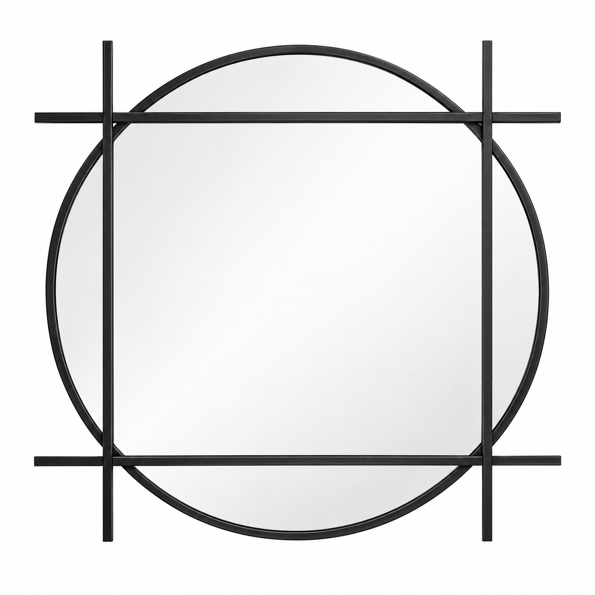 Delphine Large Round Black Wall Mirror