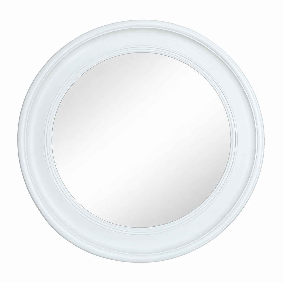 Elodie Large Round Vintage White Wall Mirror