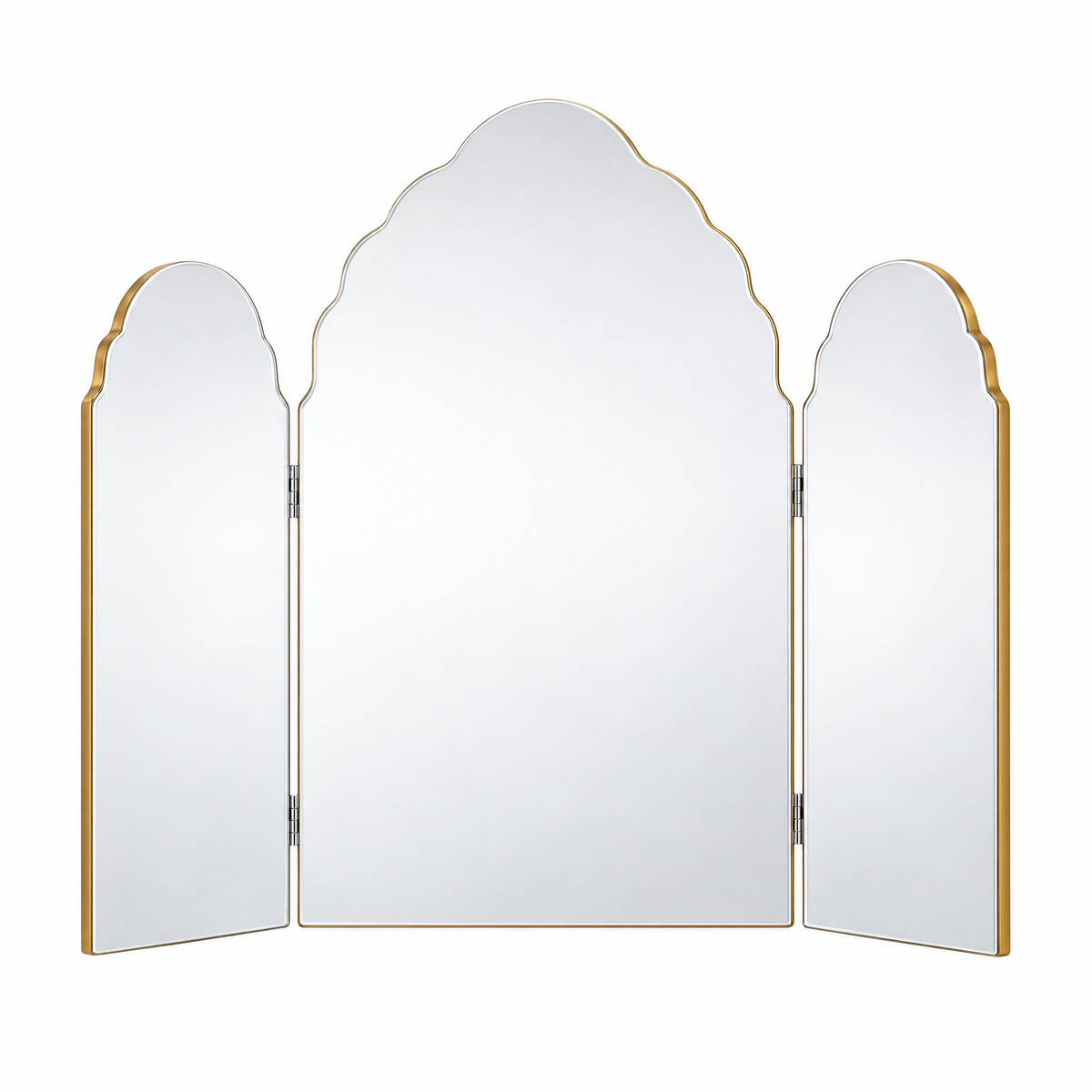 Josephine Gold Arched Antique Triple Vanity Mirror