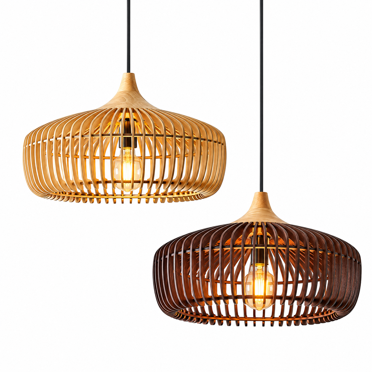 Sable Wooden Cage Pendant Ceiling Light