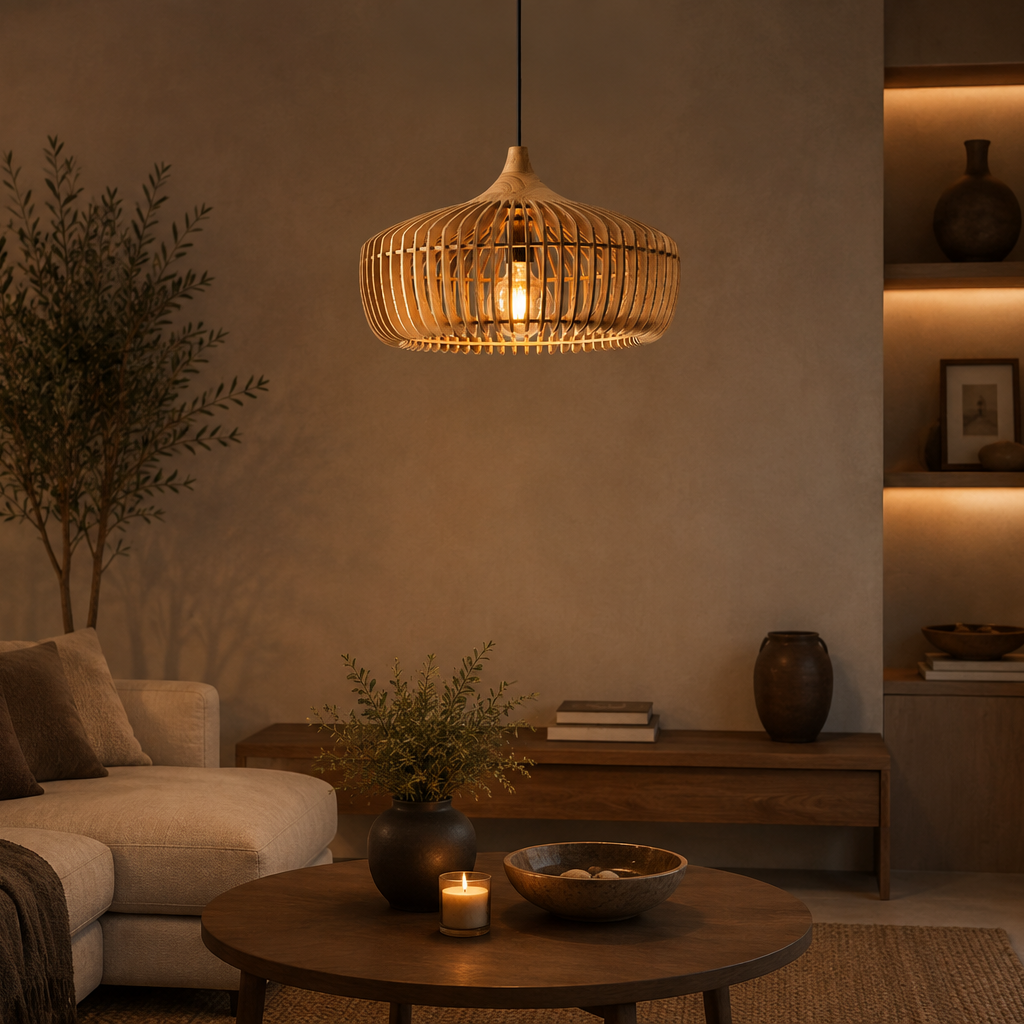 Sable Wooden Cage Pendant Ceiling Light